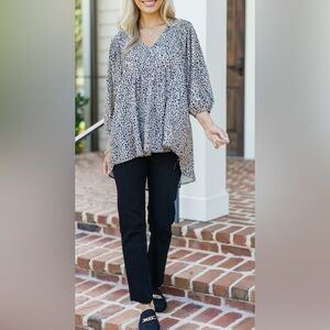 Shop the Mint Feeling Wild Latte Brown Spotted Tunic, XL Babydoll Oversized